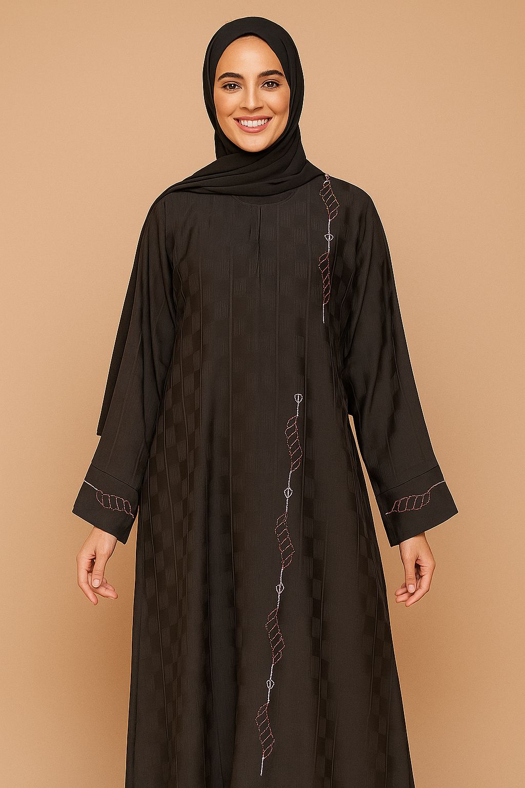 Black simple Abaya for Women |Embossed design |size xl 54