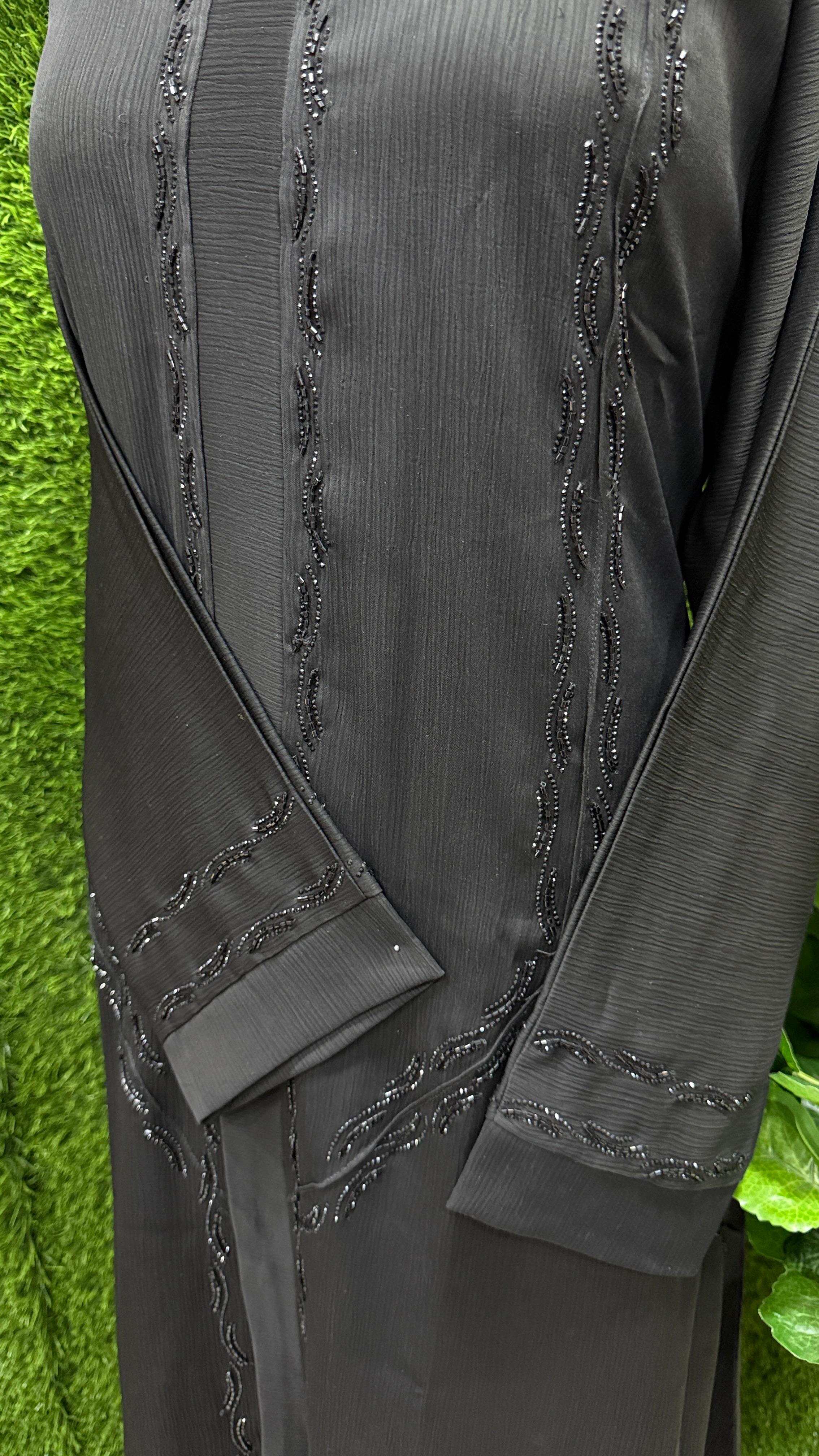 Premium Bold Black Tiktok Fabric Abaya