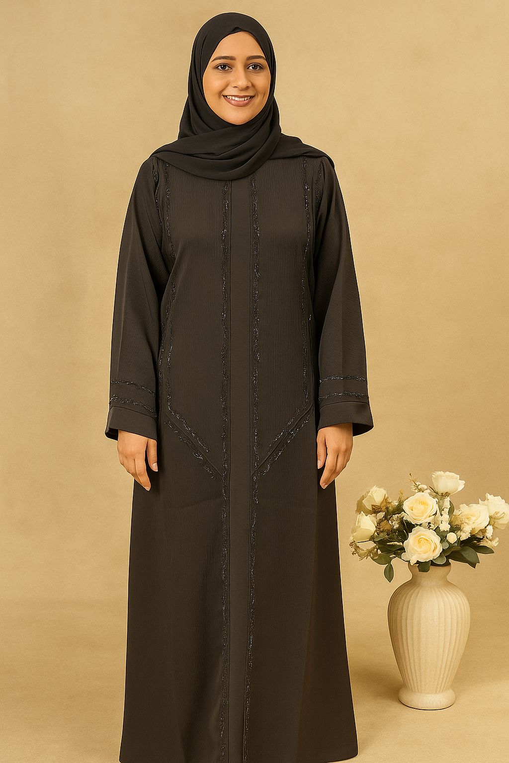 Premium Bold Black Tiktok Fabric Abaya