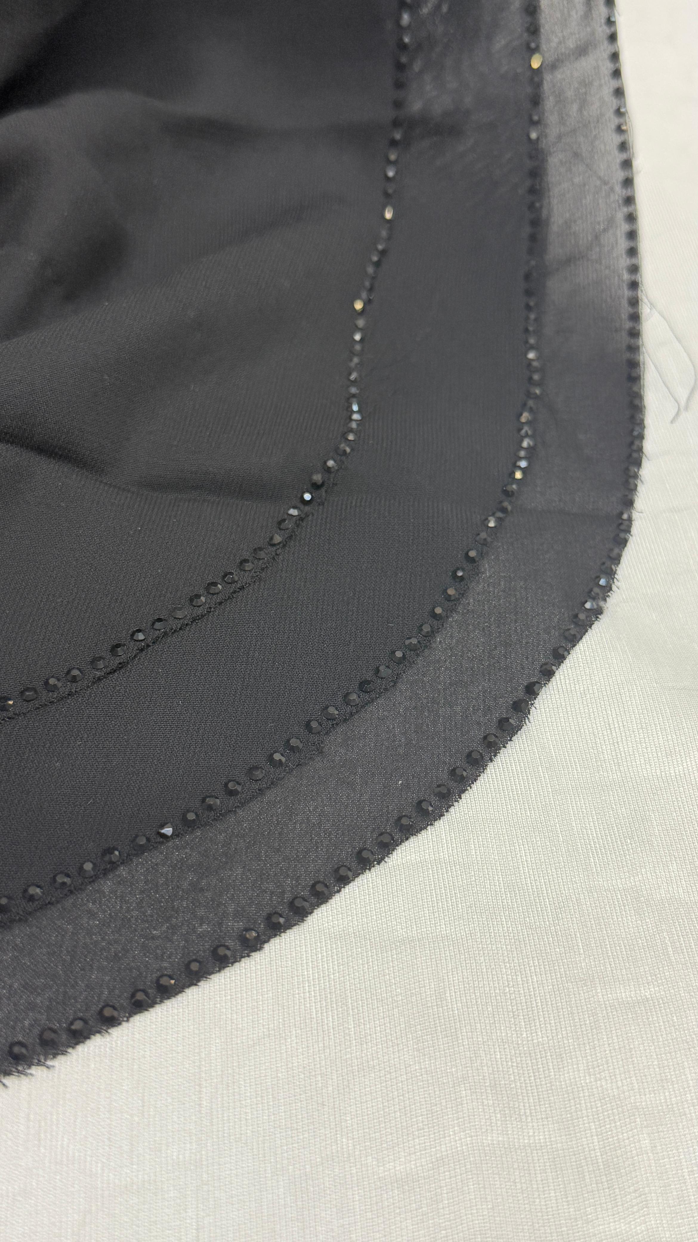 BLACK NIQAB WITH 3 LAYER FABRIC |SIMPLE STONE WORK