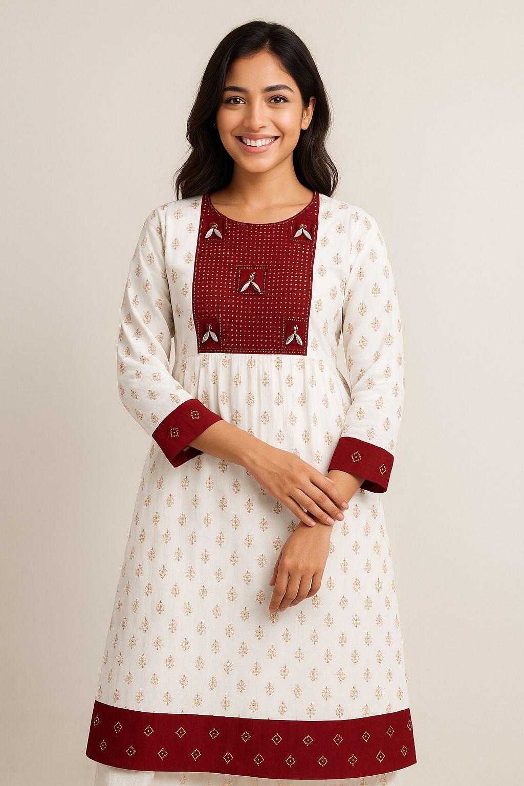 Effortless Ethnic Style: Maroon Premium Kurti