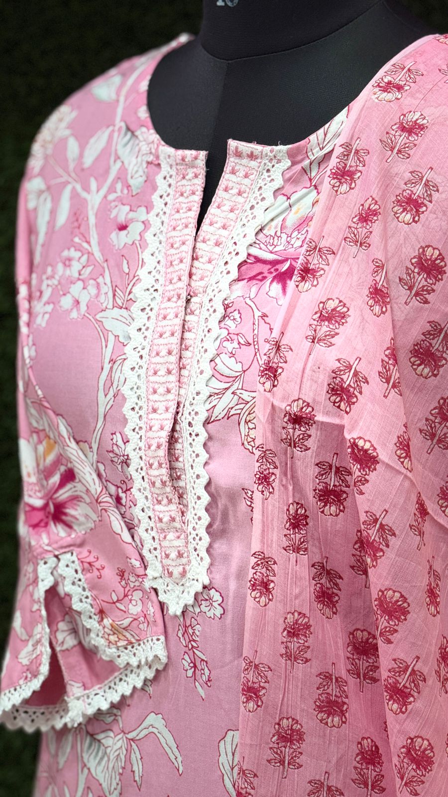 PINK Floral 3-Piece Cotton kurti Set – Feeding & Non-Feeding Friendly