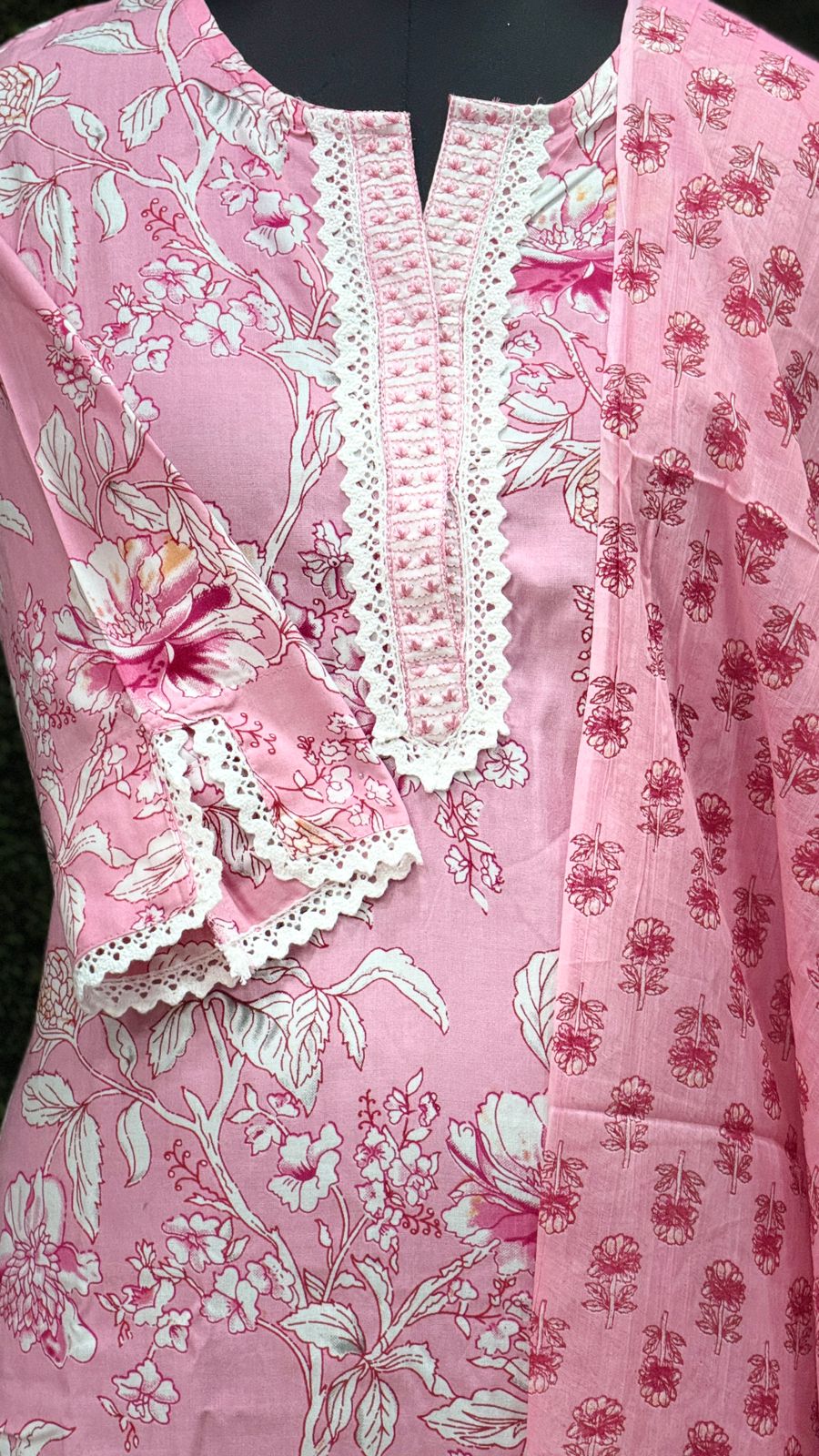 PINK Floral 3-Piece Cotton kurti Set – Feeding & Non-Feeding Friendly