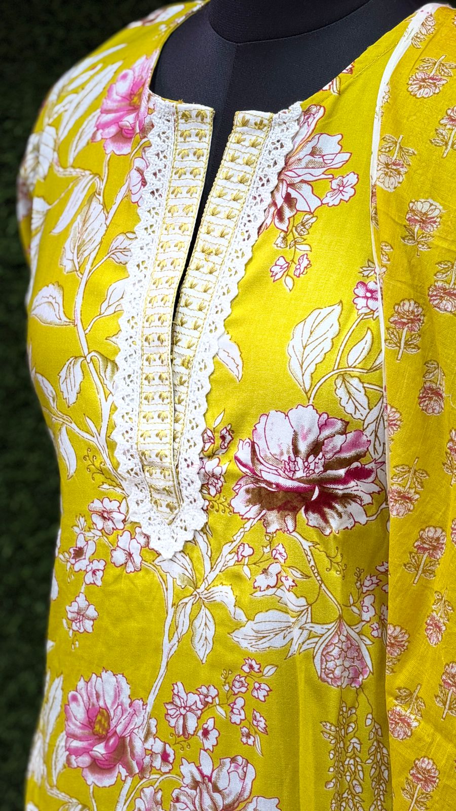 Yellow Floral 3-Piece Cotton kurti Set – Feeding & Non-Feeding Friendly