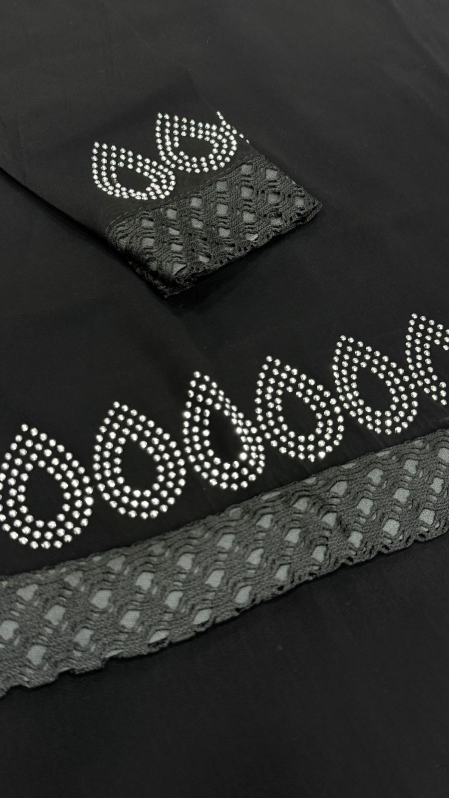 Kids Black Abaya – Size 28 & 36, Stone & Lace Work