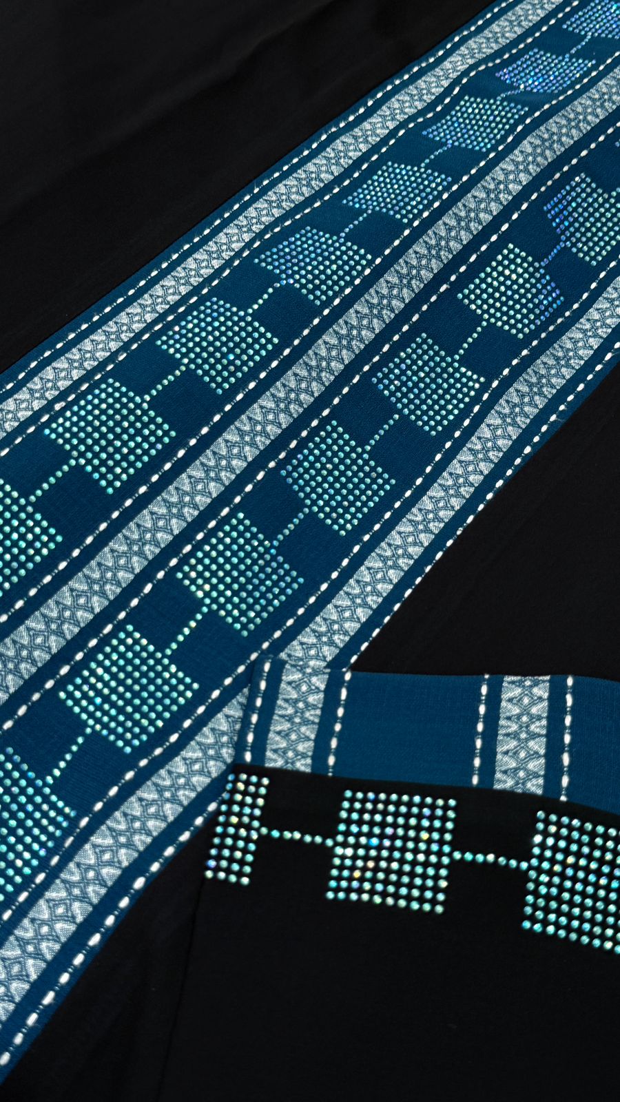 Black Abaya with Blue Stonework| size xl 54