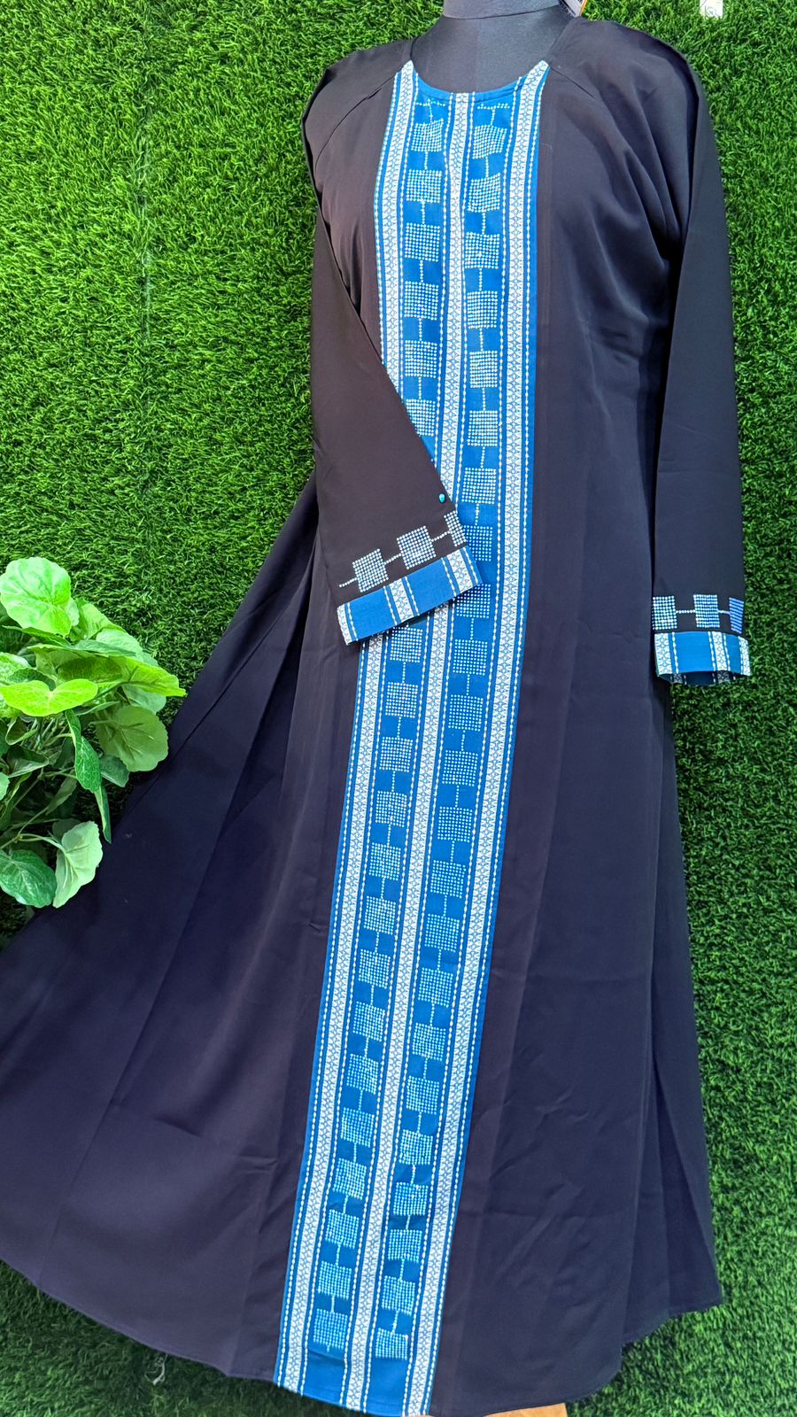Black Abaya with Blue Stonework| size xl 54