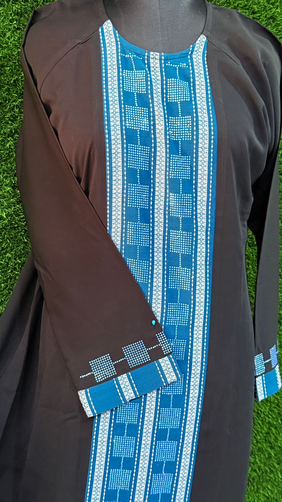 Black Abaya with Blue Stonework| size xl 54