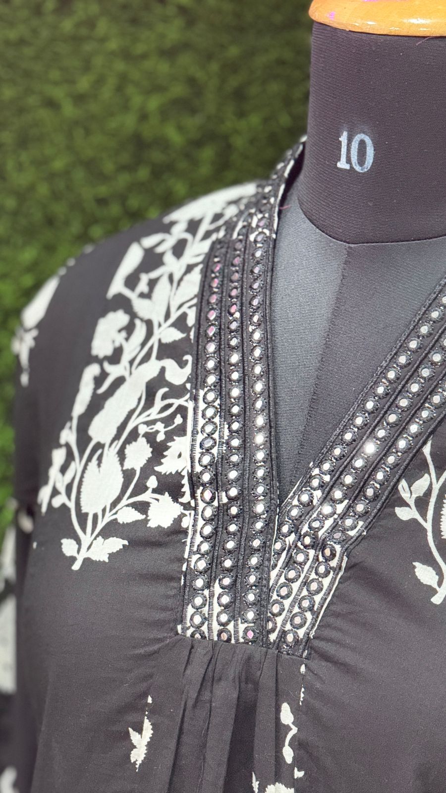 BLACK Floral Printed Cotton Kurti with Plazo – Two-Piece Set