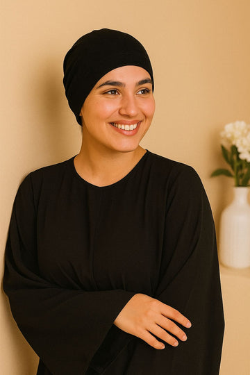 Premium Black Stretch Inner Cap| Innercap for Hijab