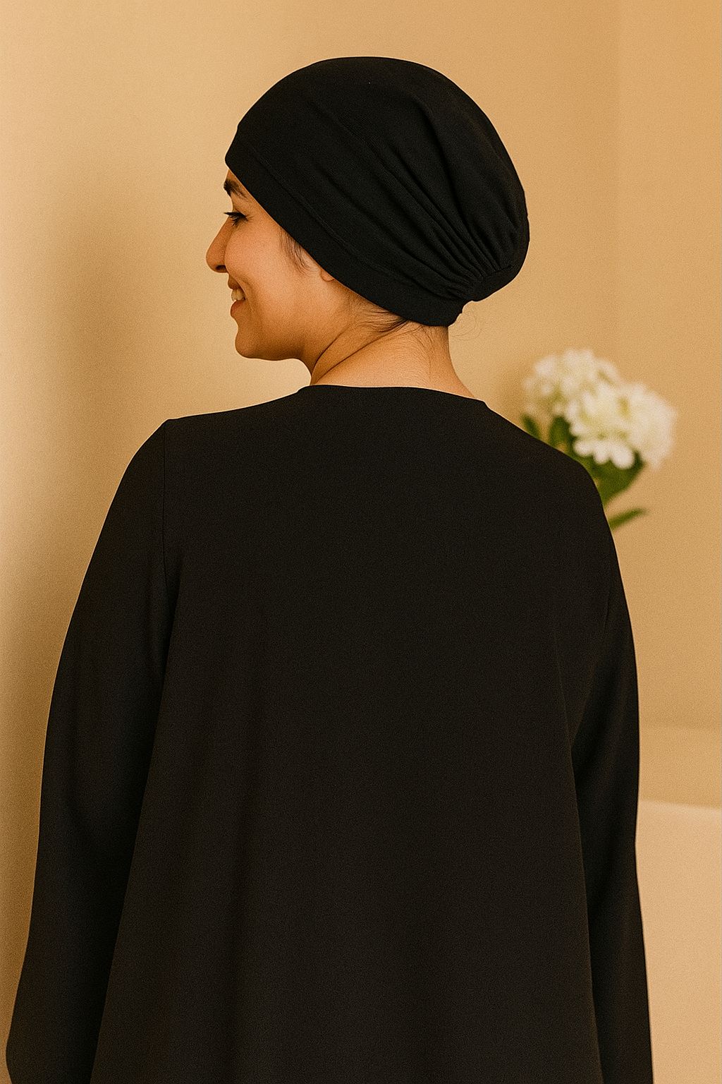 Premium Black Stretch Inner Cap| Innercap for Hijab