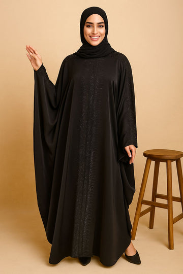 Luxury Black Kaftan Abaya with Stone – Size 56