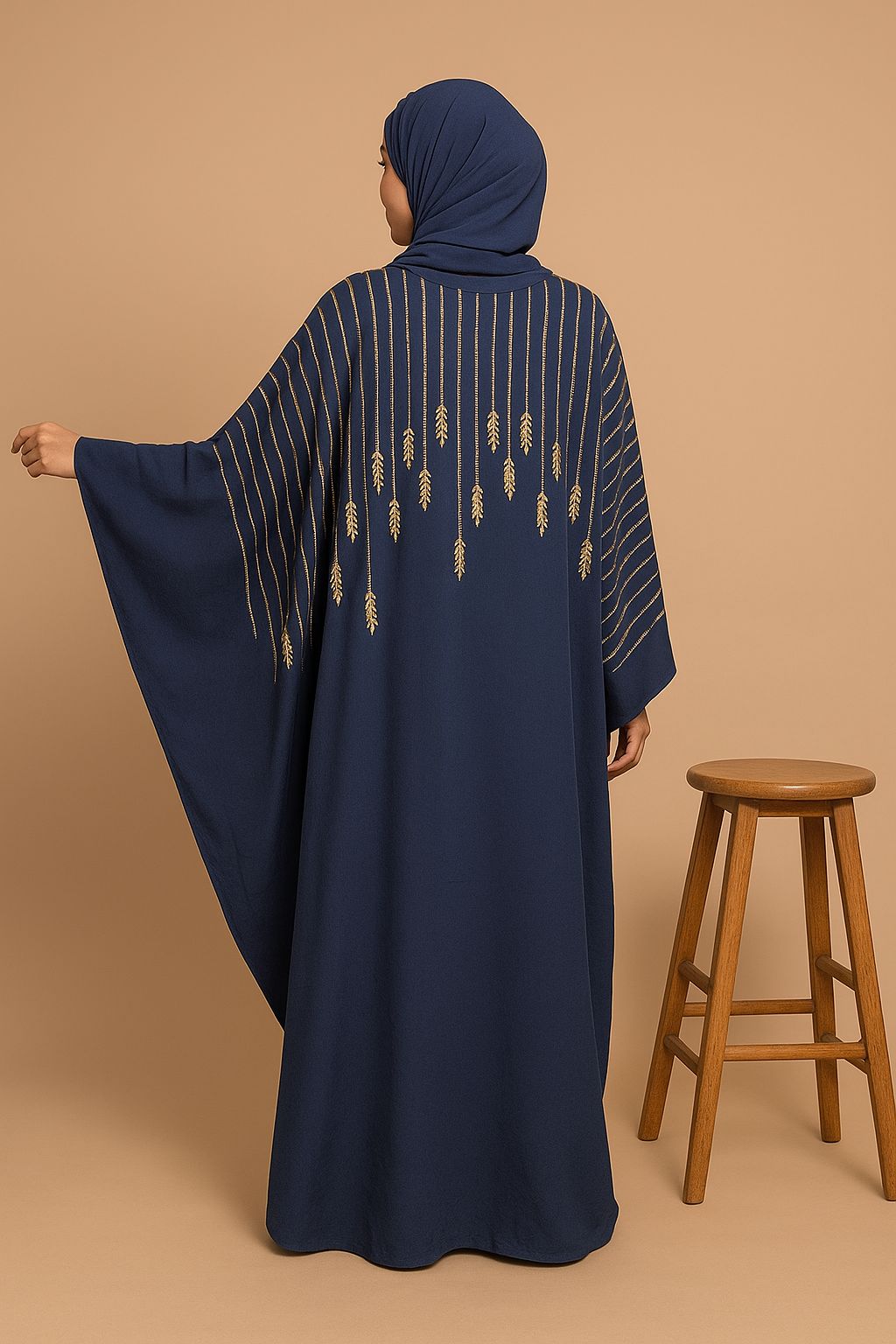 Navy Blue Chiffon Kaftan – Size 56
