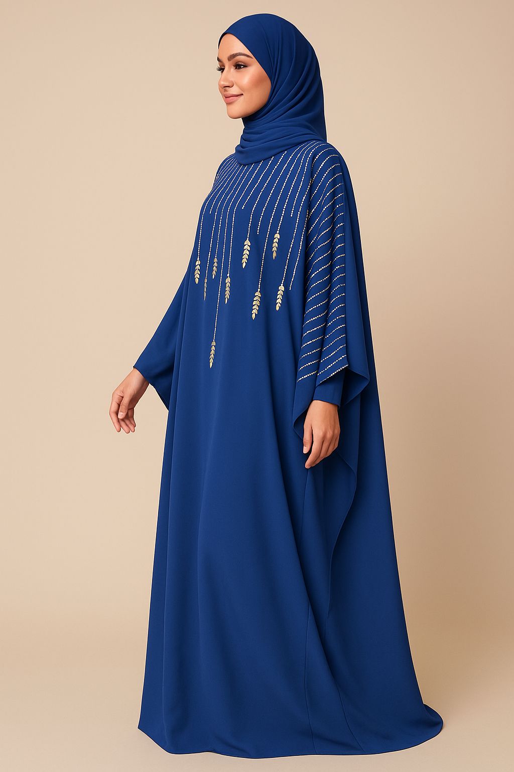 Navy Blue Chiffon Kaftan – Size 56