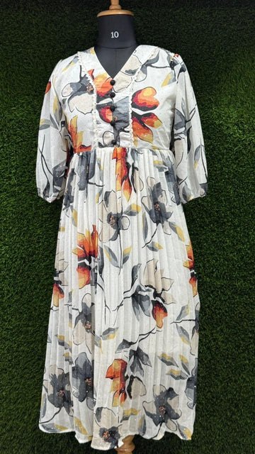 White Floral Chiffon Maxi Dress | xl & xxl