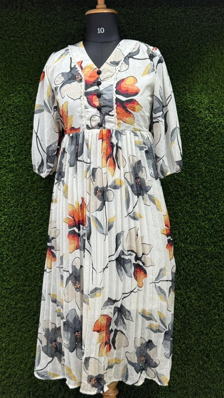 White Floral Chiffon Maxi Dress | xl & xxl