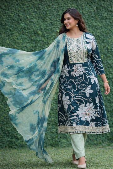 3-Piece Umbrella Design Churidar Set | Plus Size 2XL–5XL