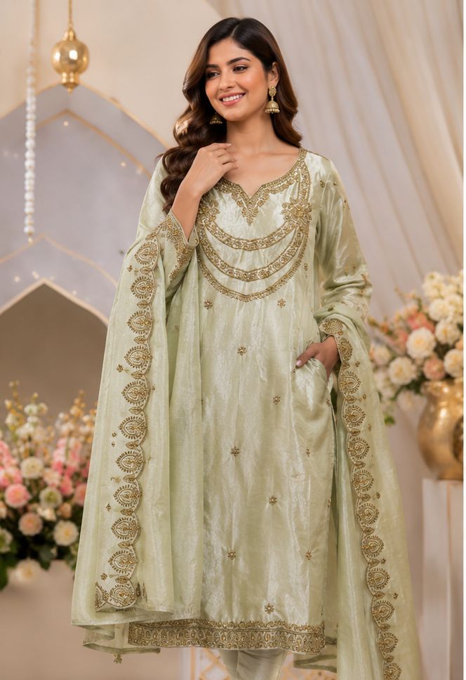 Designer Space Silk Kurta Set for Women