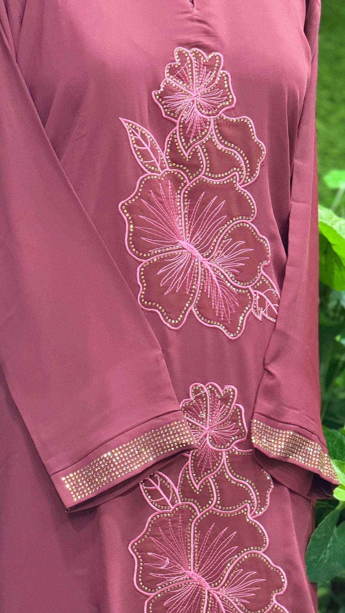 A-Line Almas Maroon Abaya – Elegance in Every Thread