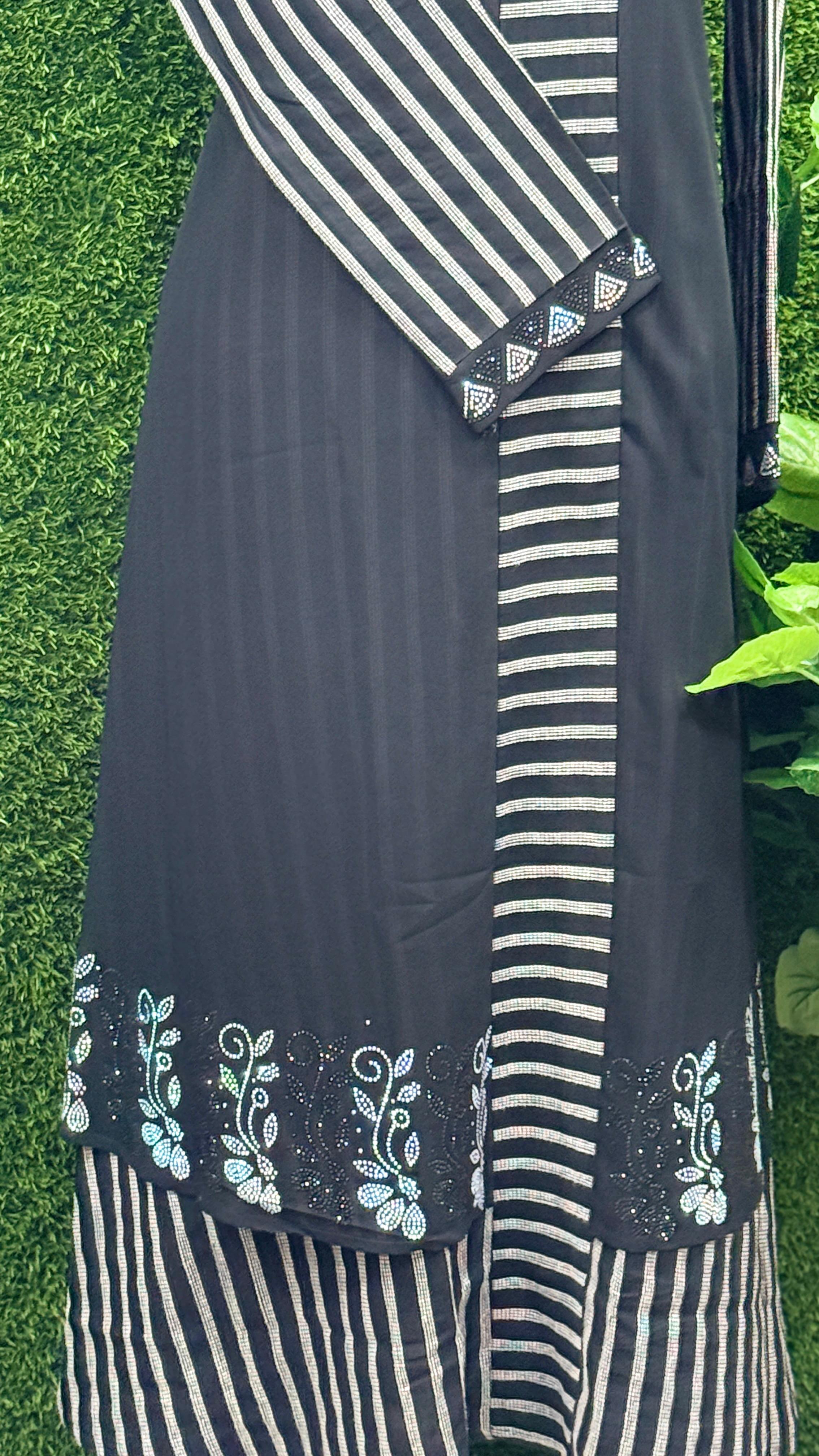 Elegant Two-Tone Firdous Abaya
