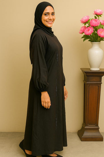 Nida Black and Black Abaya|Size-50 | Bead work | Daily Wear