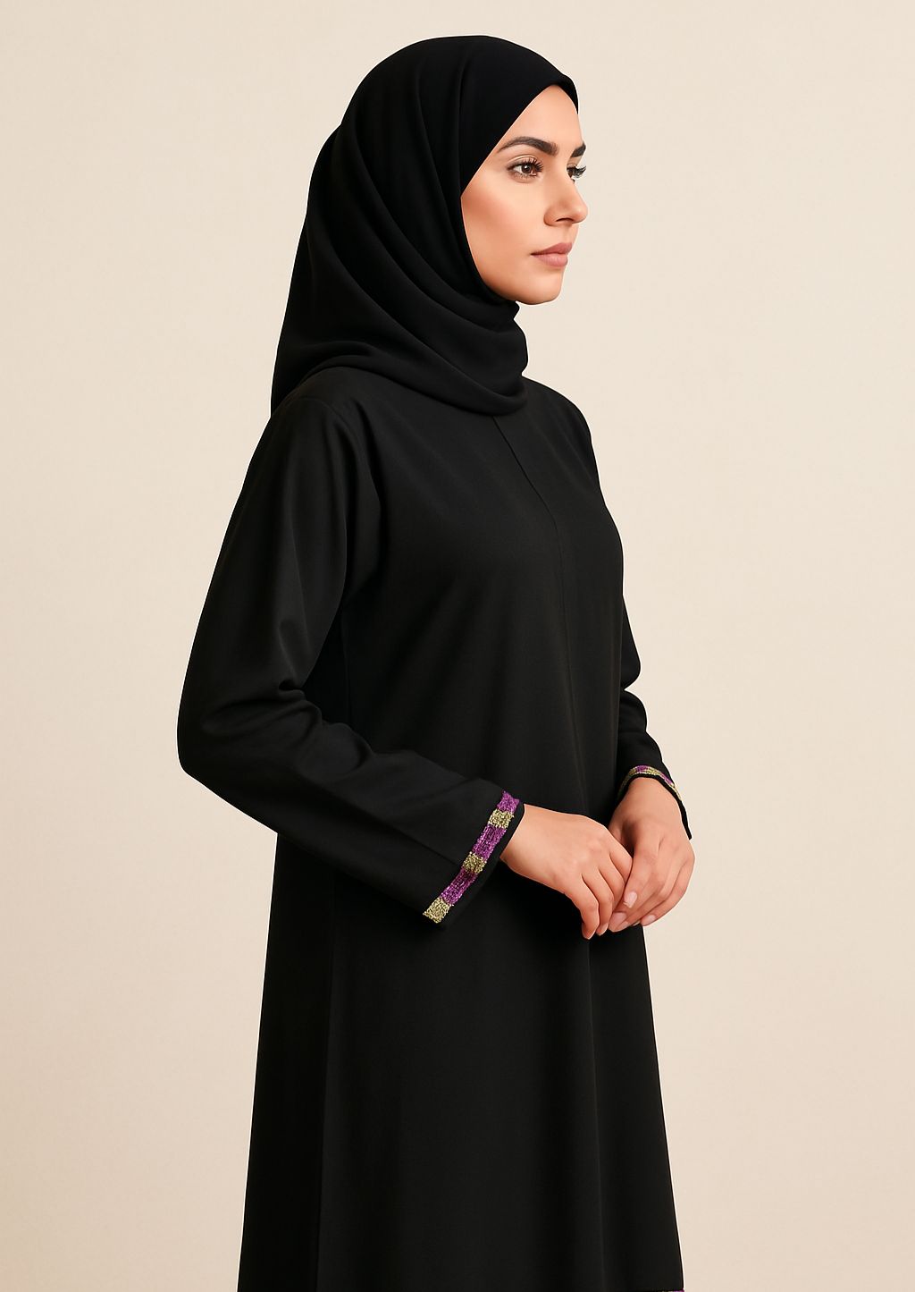 Simple Black Abaya | Firdous Fabric | umbrella abaya
