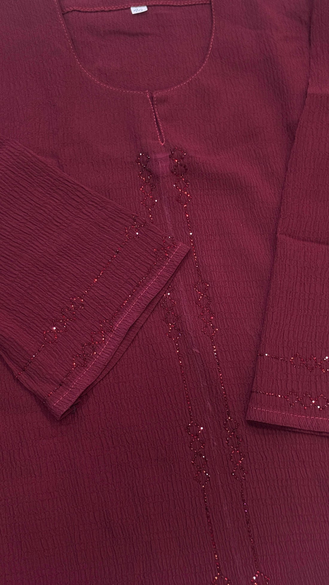 Kids Maroon Abaya – Ruksar Fabric with Simple Stone Work