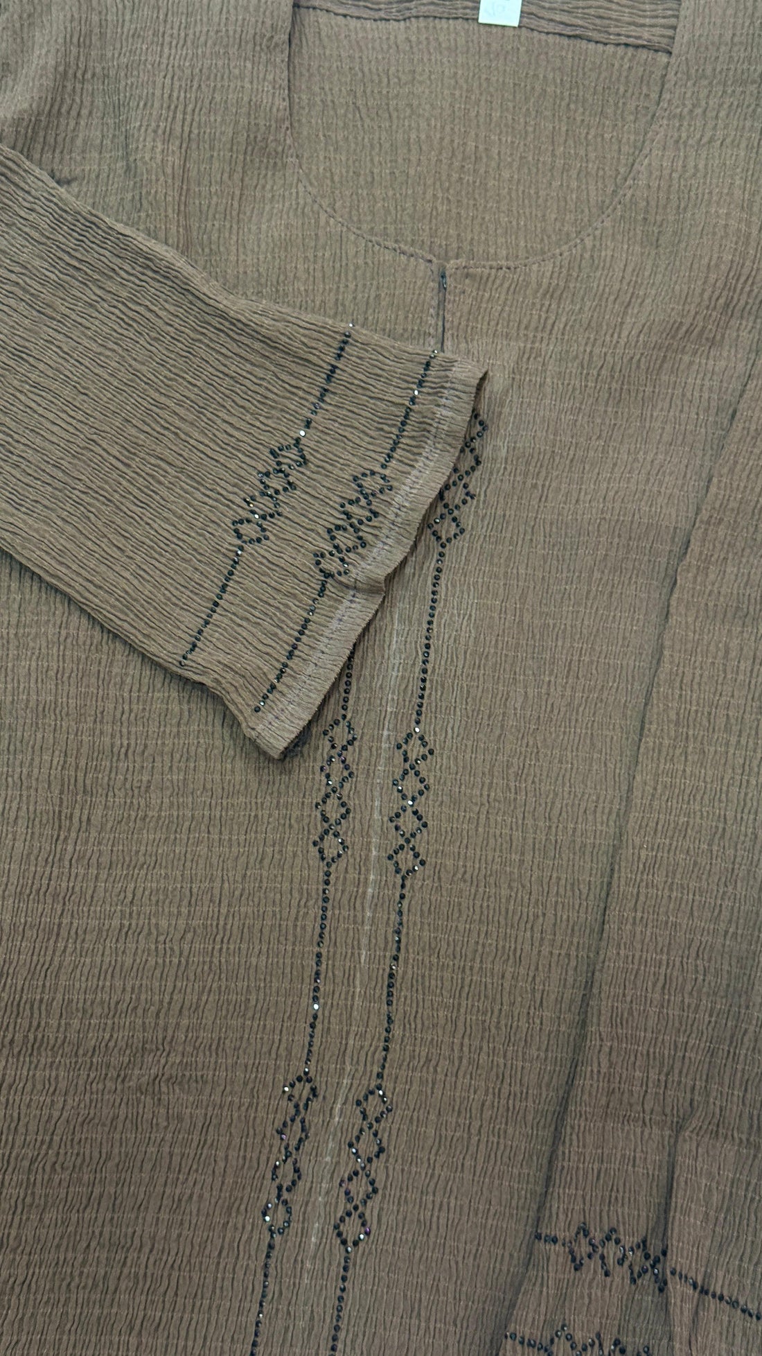 Kids Brown Abaya – Ruksar Fabric with Simple Stone Work