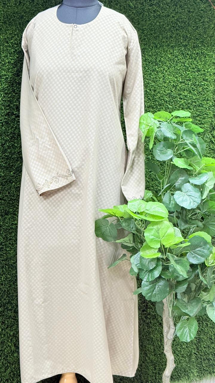 Classic Beige  Abaya – Soft Nida Fabric (Size 50)