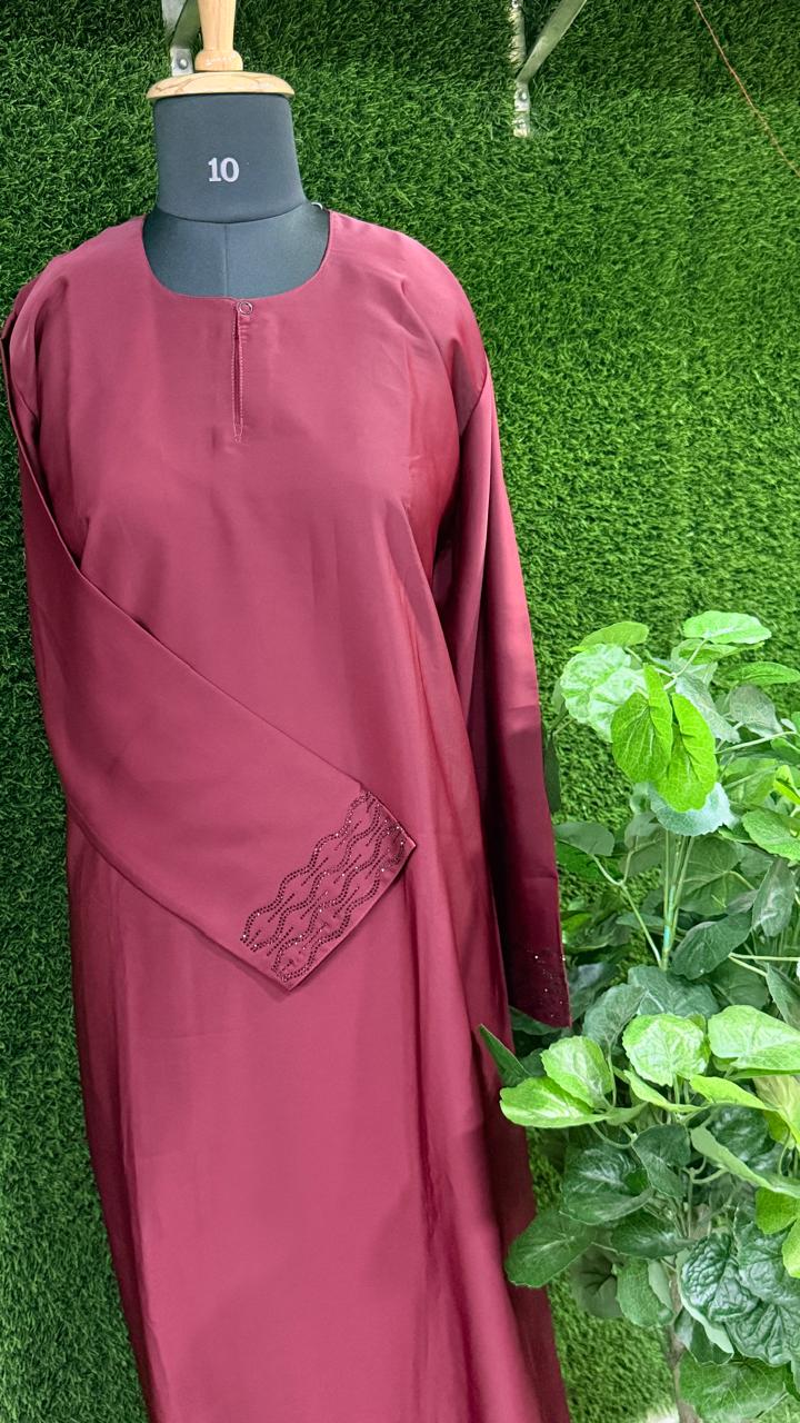 Dark Maroon Abaya – Soft Nida Fabric (Size 50)