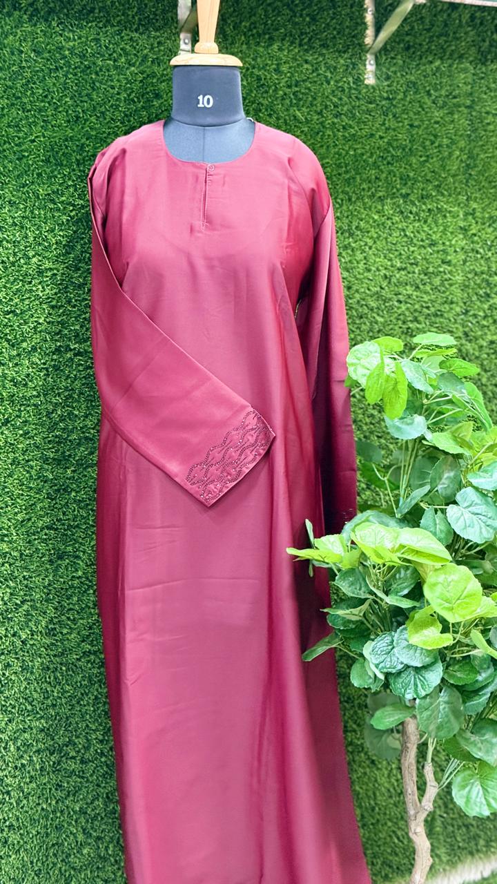 Dark Maroon Abaya – Soft Nida Fabric (Size 50)
