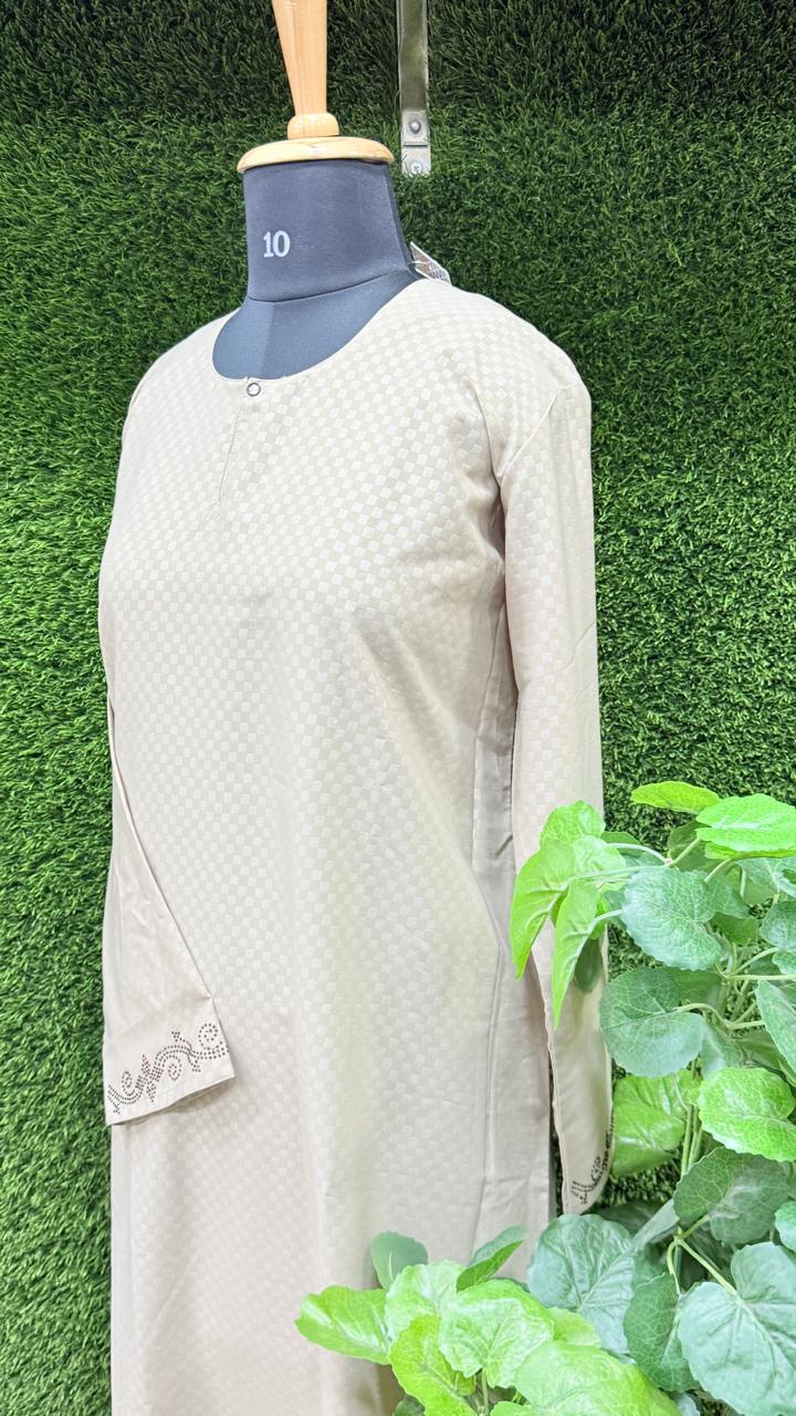 Classic Beige  Abaya – Soft Nida Fabric (Size 50)