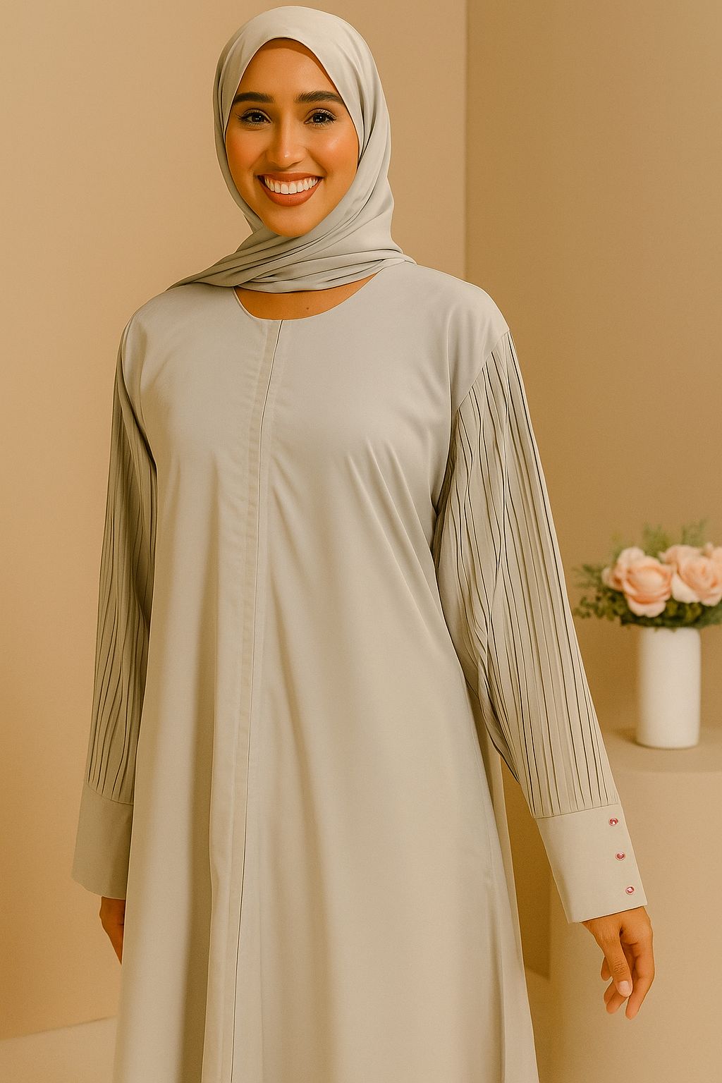 Classic green Embellished Abaya – Soft Nida Fabric (Size 50)