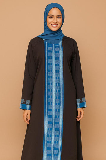 Black Abaya with Blue Stonework| size xl 54