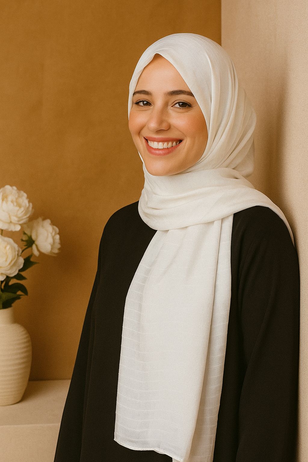 Premium White Satin hijab - Elegant Modest Wear