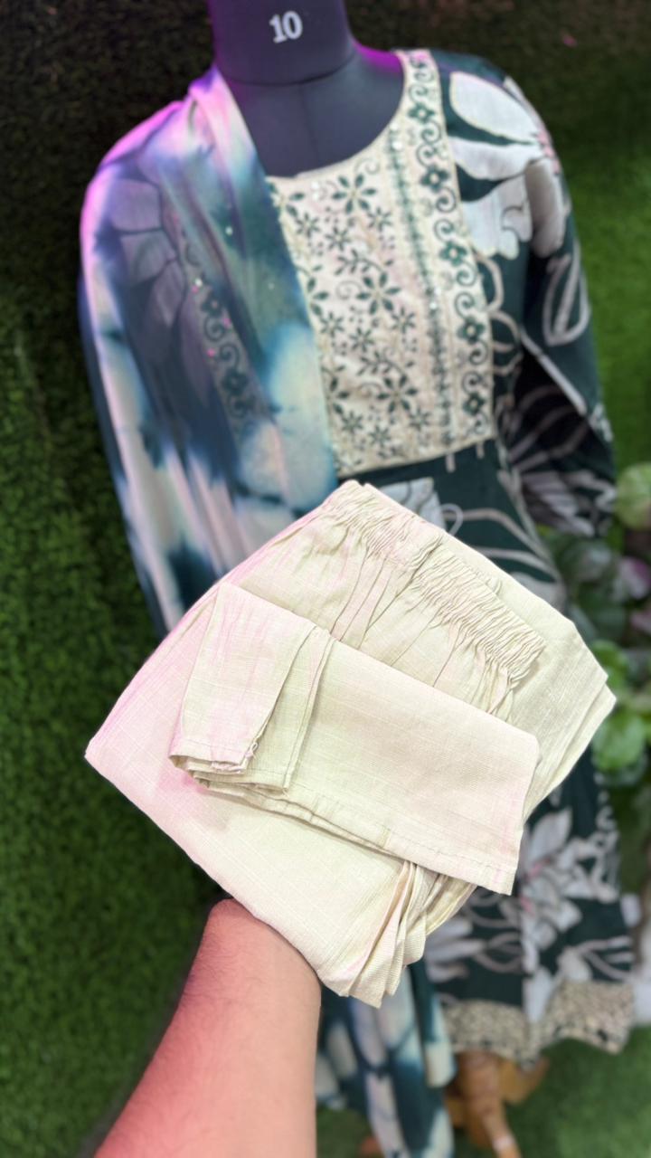 3-Piece Umbrella Design Churidar Set | Plus Size 2XL–5XL